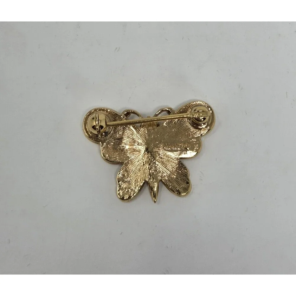 Monet Butterfly‎ Brooch Pin Gold Tone 2